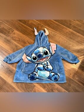 Disney Blue Stitch Plush Hooded Pullover